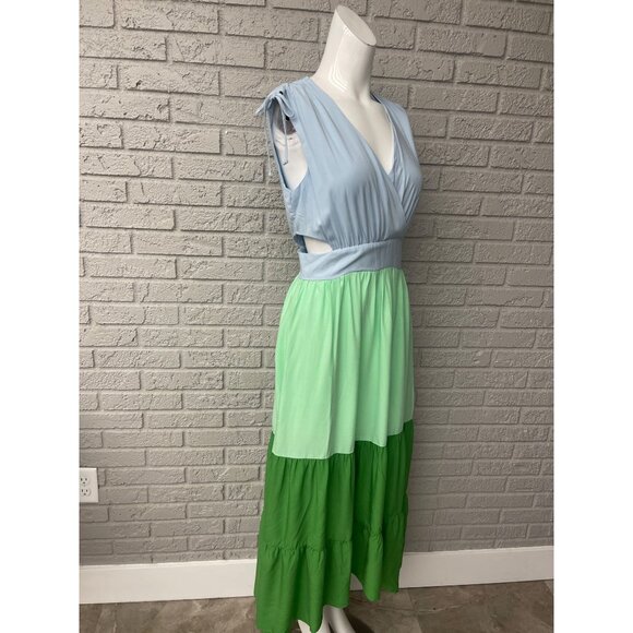 Scoop Women Color Block Cut-Out Tiered Sleeveless Maxi Dress Size M (8-10) - Picture 7 of 15